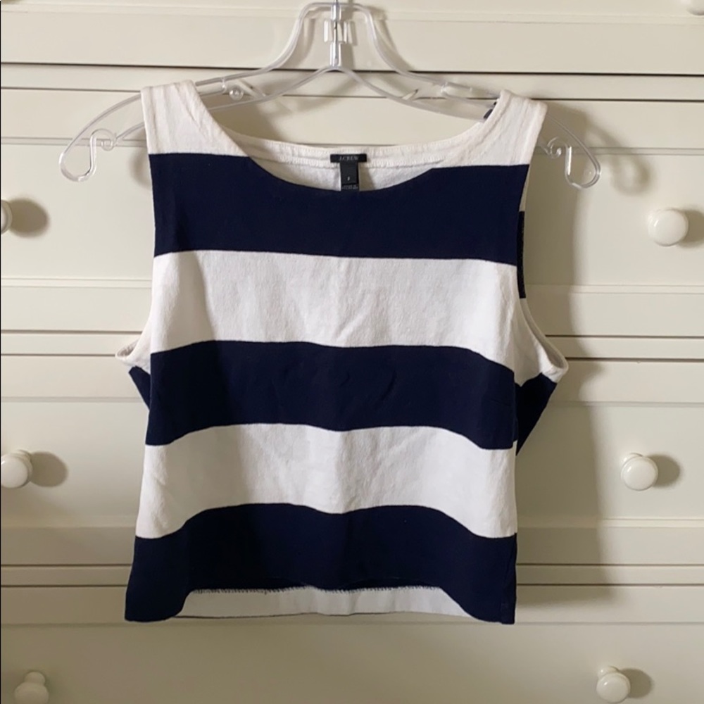 JCREW Cropped Navy Stripe Tank